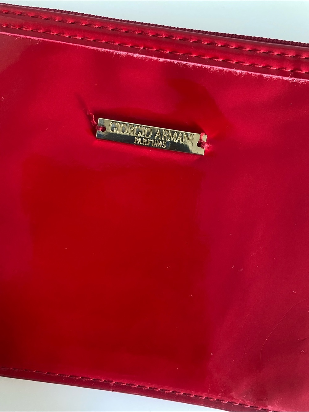 Giorgio Armani Glossy Red Patent Cosmetic Case with Gold Plaque